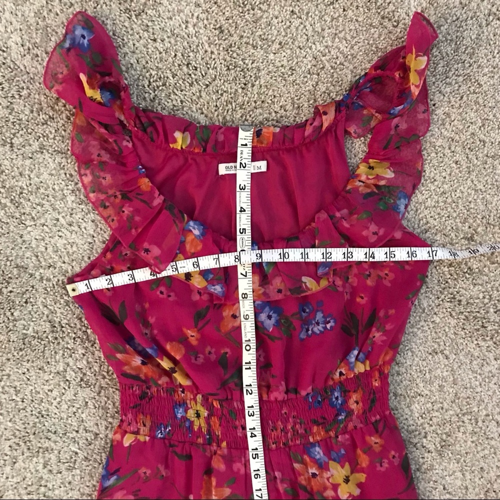 EUC Old Navy Pink Floral Ruffled Maxi Dress, Sz M - Picture 7 of 15